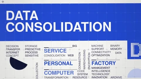 Data consolidation animated word cloud, swiss grid text design animation, Stock Footage 347225599