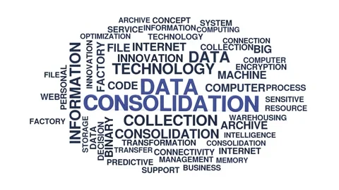 Data consolidation animated word cloud bounce, text design animation, seamless Stock Footage 347507496