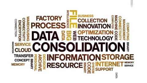 Data Consolidation animated word cloud,design animation typography loop. Stock Footage 155277643