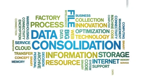 Data Consolidation animated word cloud,design animation typography loop. Stock Footage 155277710