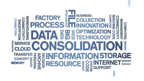 Data Consolidation animated word cloud,design animation typography loop. Stock Footage 155277725