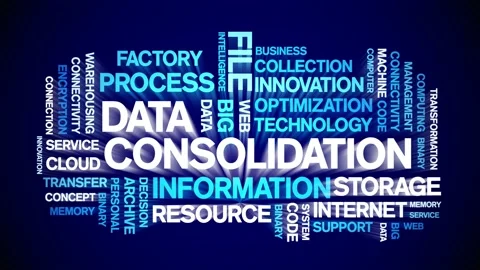 Data Consolidation animated word cloud,design animation typography loop. Stock Footage 155278165