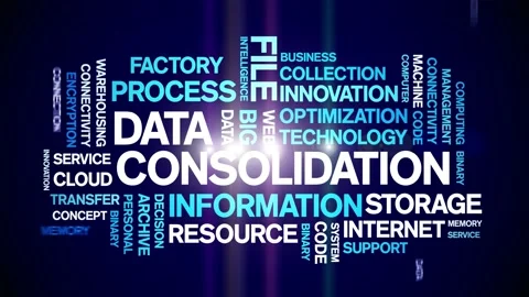 Data Consolidation animated word cloud,design animation typography loop. Stock Footage 155278238