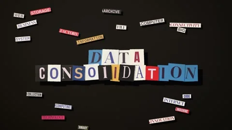 Data consolidation cut paper collage 3D animation seamless loop Stock Footage 348377064