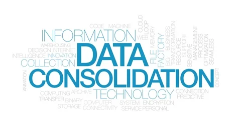 Data consolidation word cloud. Kinetic typography. Stock Footage 109133288