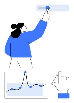 Data Control and Interaction Concept with Graph Insights and User Interface Illustrazione stock