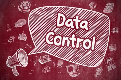Data Control - Doodle Illustration on Red Chalkboard Stock Illustration