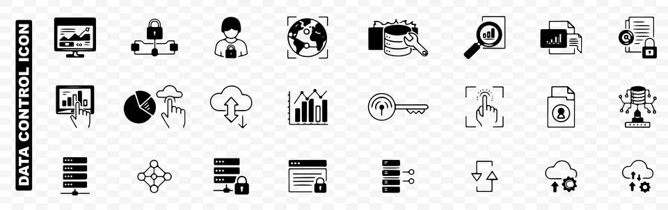 Data Control line icon set . Stock Illustration