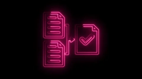 Data conversion with neon style animation showing file transfer and data Stock Footage 330781661