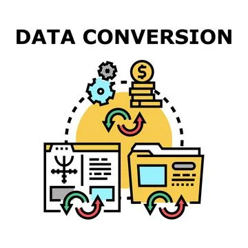 Data conversion optimizing information processing technology concept イラスト素材