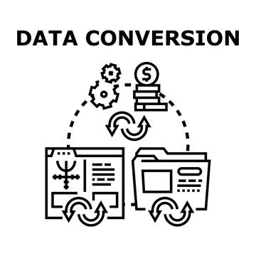 Data conversion optimizing information processing technology concept Stock Illustration