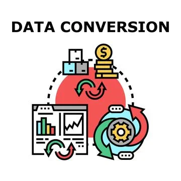 Data conversion optimizing process transforming information for business an.. Stock Illustration