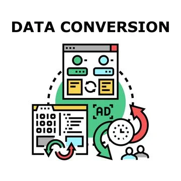 Data conversion process optimizing digital information workflow Stock Illustration