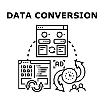 Data conversion process optimizing digital information workflow Stock Illustration