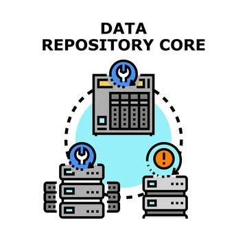 Data core system managing information and server issues Stock-Illustration