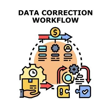Data correction workflow cycle validating information process イラスト素材