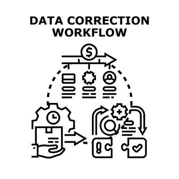 Data correction workflow cycle validating information process イラスト素材