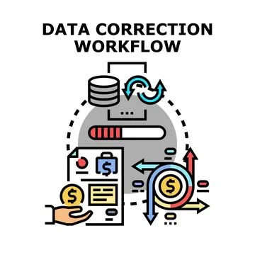 Data correction workflow for financial information management Stockillustratie