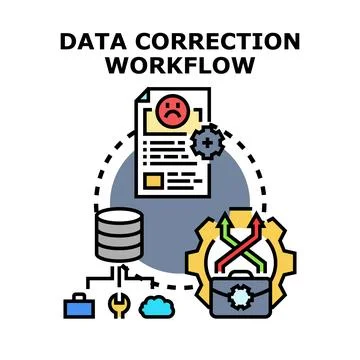 Data correction workflow fixing errors and updating information Stockillustratie
