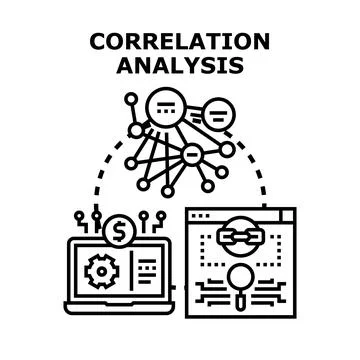 Data correlation analysis discovering business connections and research Ilustración de archivo