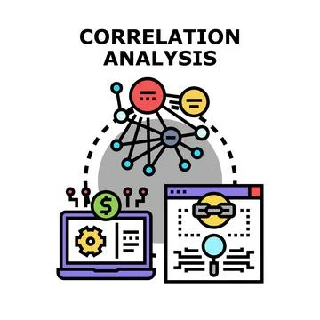 Data correlation analysis discovering business connections and research Stock Illustration