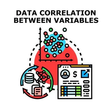 Data correlation between variables analyzing statistical information 스톡 일러스트