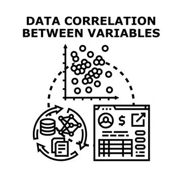Data correlation between variables analyzing statistical information Stock Illustration