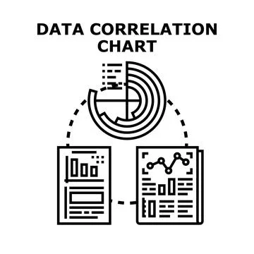 Data correlation chart analyzing business information statistics Ilustración de archivo
