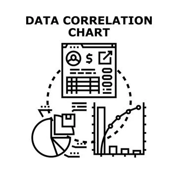 Data correlation chart analyzing financial business information Stock Illustration