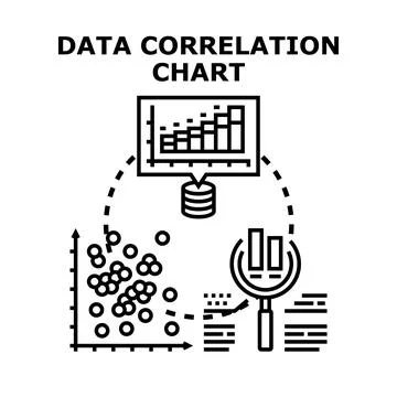 Data correlation chart researching business analysis concept icon Stock Illustration