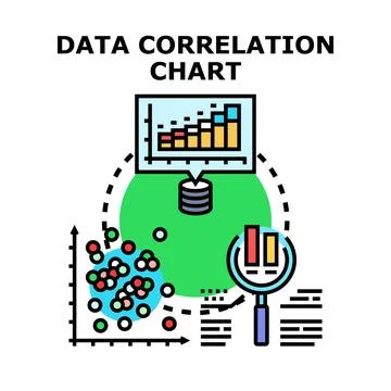 Data correlation chart researching business analysis concept icon Stockillustratie