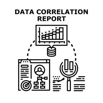 Data correlation report analyzing business statistical information Stock Illustration