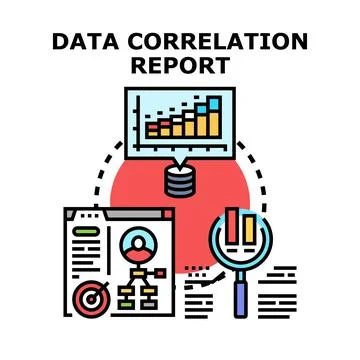 Data correlation report analyzing business statistical information Stock Illustration