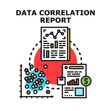 Data correlation report connecting business analytics Stock Illustration