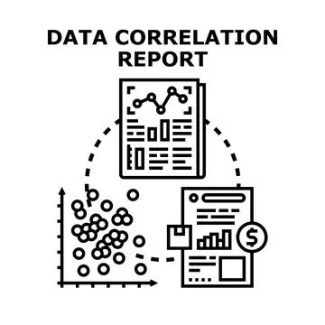 Data correlation report connecting business analytics Stock Illustration