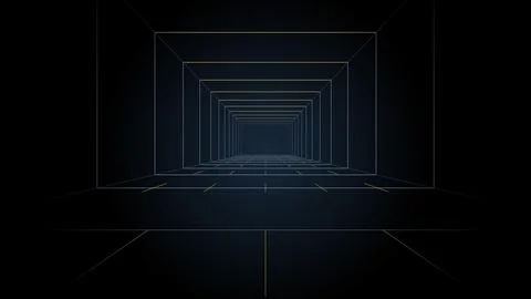 Data corridor tunnel flowing into depth, 4K data illustration Stockillustratie