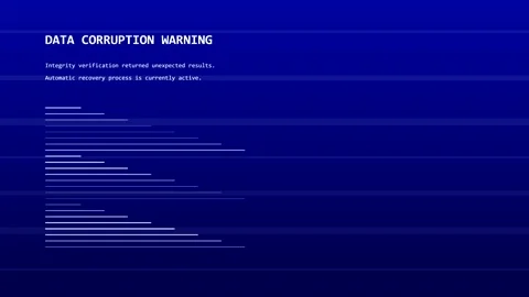 Data corruption warning screen stock video footage Stock Footage 347134248