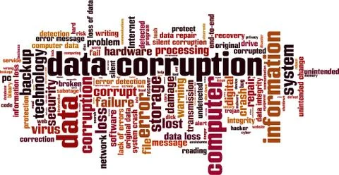 Data corruption word cloud Illustrazione stock