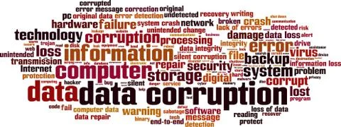 Data corruption word cloud Stock Illustration