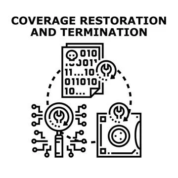 Data coverage restoration and termination process concept Stock Illustration