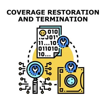 Data coverage restoration and termination process concept Stock Illustration