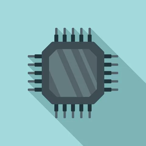Data cpu icon flat vector. Digital computer Illustrazione stock