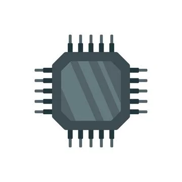 Data cpu icon flat vector. Digital computer Illustrazione stock