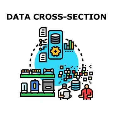 Data cross section analyzing information and processing database Illustrazione stock