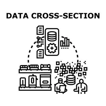 Data cross section analyzing information and processing database Illustrazione stock