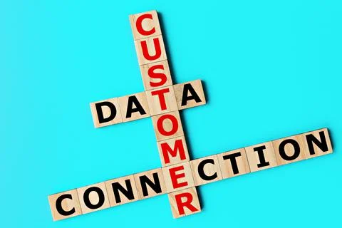 Data customer connection crossword concept Foto stock