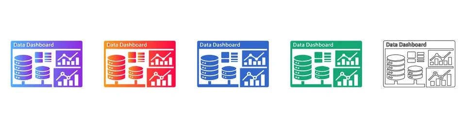 Data Dashboard Analytics Icon Collection Stock Illustration