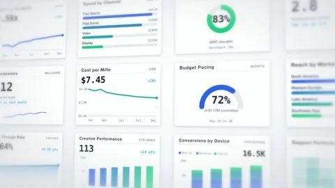 Data Dashboard Analytics Interface Interactive Metrics Visualization Business Stock Footage 342477812