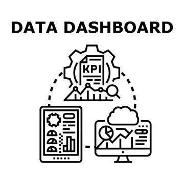 Data dashboard analyzing business process key performance indicators イラスト素材