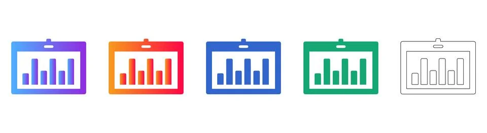 Data Dashboard Bar Chart Icon Set Stock Illustration